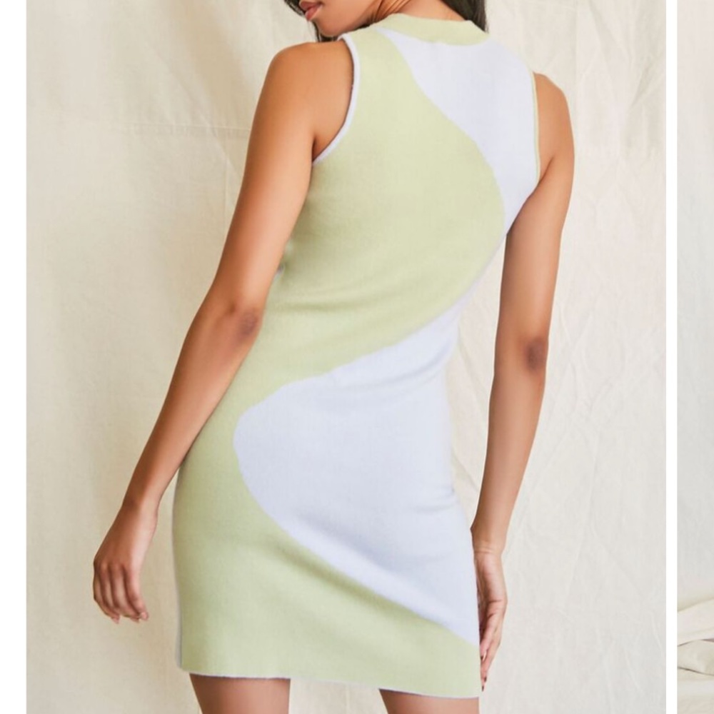 NWT Forever 21 Abstract Colorblock Sweater Dress - Picture 2 of 7